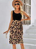 rRomildi Women's Dresses Leopard Print U-Neck Sleeveless Dress