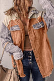 RomiLdi Womens Corduroy Jacket Casual Solid Draw String Turndown Collar Outerwear