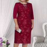 RomiLdi Plus Size Women's Dress Embroidered Floral Lace Cocktail Party Dress Mother of the Bride Dress