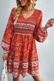 rRomildi Bohemian V-Neck Balloon Sleeve Dress