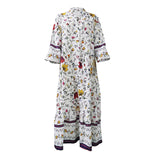 RomiLdi Women's Bohemian Dress V-Neck Puff Sleeve Big Swing Floral Maxi Dress