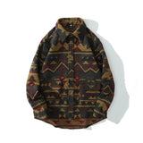 RomiLdi Woolen Ethnic Tribal Western Style Overshirt Men's Aztec Shirt Jacket