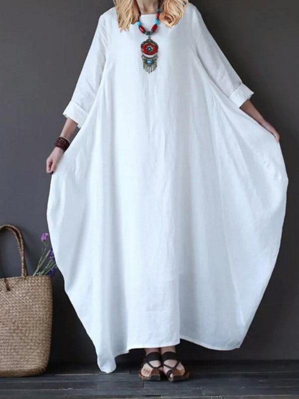 rRomildi Women's Plus Size Cotton Linen Loose Maxi Dresses Holiday Day Beach Dresses