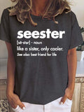 rRomildi Seester Women's Short Sleeve Funny Quotes Print T-Shirt