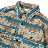 RomiLdi Men's Blue Aztec Geometric Jacket West Cowboy Style Lapel Collar Shirt Jacket Coat