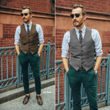 RomiLdi Single-breasted V-neck Vest Men's Suit Solid Color British Style Vest
