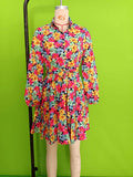 rRomildi Women's Holiday Dress Big Swing Floral Print Shirt Mini Dress for Vacation
