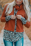 RomiLdi Leopard Patch Cowl Neck Top