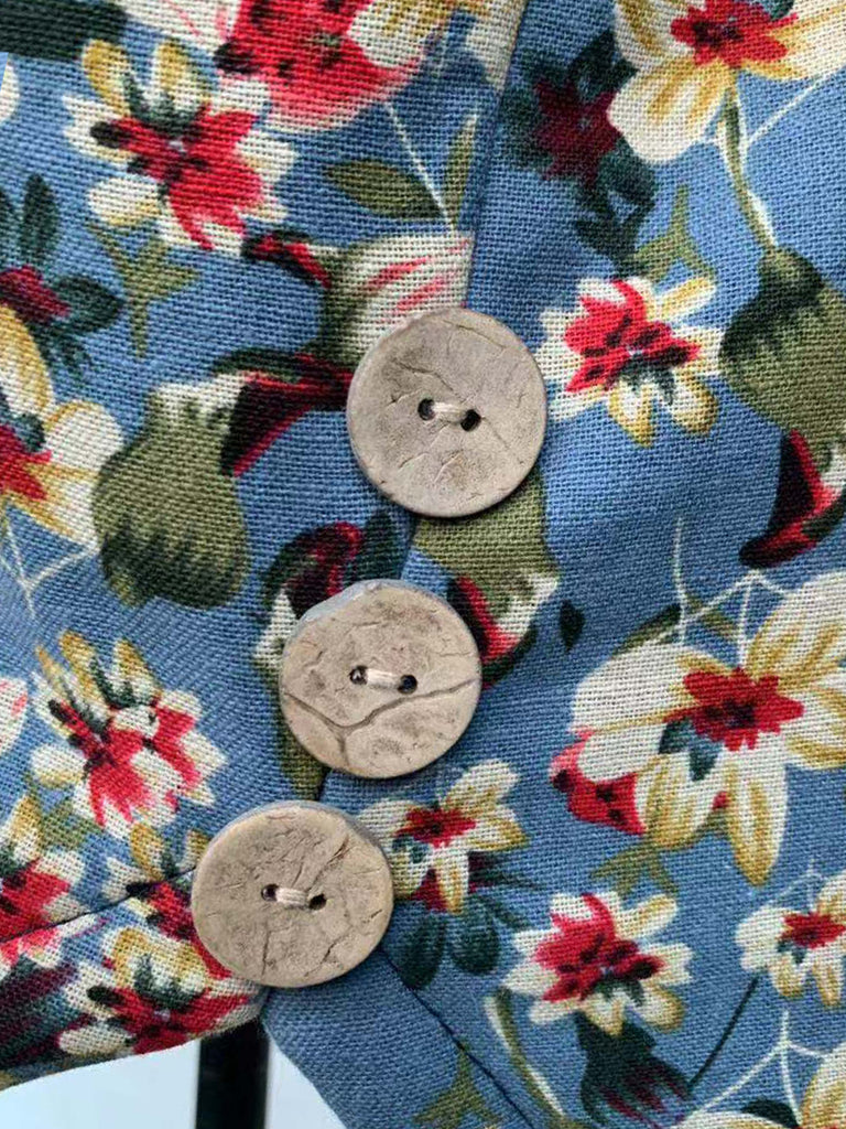 RomiLdi Womens Coat Vintage West Floral Print Hoodie Thick Fleece Jacket Coat Outerwear