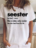 rRomildi Seester Women's Short Sleeve Funny Quotes Print T-Shirt