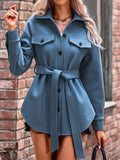 RomiLdi Women's Coats Woolen Strap Button Pocket Coat