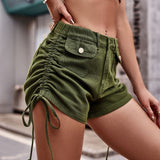 rRomildi Women's Denim Shorts Casual Denim Drawstring Cargo Shorts Biker Outfits