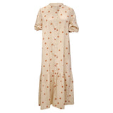 rRomildi Women's Summer Dress Stand Collar Puff Sleeve Loose Dot Polka Print Casual Dress