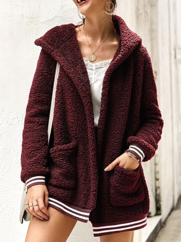 RomiLdi Women's Coat Hooded Warm Fleece Casual Solid Color Coat with Pocket