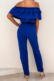 RomiLdi Casual Simplicity Solid Patchwork Off the Shoulder Regular Jumpsuits