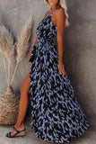 rRomildi College Vacation Zebra Print Patchwork V Neck Sling Dress Dresses