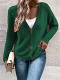RomiLdi Women's Solid Color Sweater Cardigan Loose V-Neck Knitted Sweater
