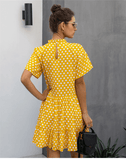 RomiLdi Retro Boho Dress in Yellow with Polka Dots
