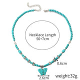 rRomildi Boho Butterfly Turquoise Long Beaded Necklace For Women Vintage Ethnic Jewelry