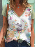 RomiLdi Women's Easter Bunny Print T-shirt