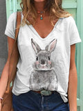 RomiLdi Women's Easter Bunny Print Casual T-Shirt