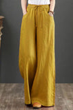 rRomildi Casual Daily Solid Pocket Loose High Waist Wide Leg Solid Color Bottoms