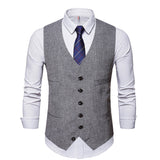 RomiLdi Single-breasted V-neck Vest Men's Suit Solid Color British Style Vest