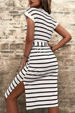 rRomildi Casual Simplicity Striped Frenulum Printed Dresses