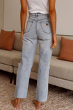 rRomildi Casual Street Solid Ripped High Waist Regular Denim Jeans
