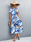 rRomildi Women's Summer Dresses Artist Abstract Print O- Neck A Line Midi Dress