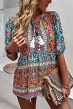 rRomildi Bohemian Floral Short Sleeve Casual Tops