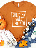 RomiLdi Couple Army Green & Orange She's My Sweet Potato I Yam Matching Cotton T-shirts