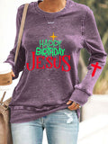 RomiLdi Happy Birthday Jesus Print Sweatshirt
