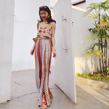 Bohemian National Style Chiffon Trousers Loose Wide Leg Pants Summer Thin Seaside Vacation Wear Beach Pants Women