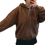 Brown Zip Up Sweatshirt Winter Jacket Clothes oversize y2k Hoodies Women plus size Vintage Pockets Long Sleeve Pullovers