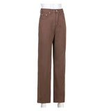 Carpenter Jeans In Brown High Waist Loose Straight Leg Jeans Women  Fashion Y2k Casual Streetwear Female Pants Baggy Trouser