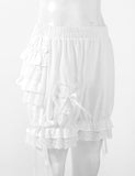 Romildi New Womens Vintage Victorian Pumpkin Shorts Gothic Pantaloons Costume Elastic Waist Layered Ruffle Lace Trim Loose Bloomers Shorts