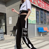 Romildi 3 Pieces Set Summer Women Cargo Pants Suit Set Streetwear Outfit Harajuku Short Sleeve Trousers & Crop Tops Tee Shirt #TZ05