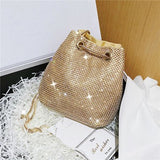 Fashion Diamond Women Chain Shoulder Purses And Handbags Crystal Clutch Evening Bucket Bags Rhinestone Party Crossbody Bag