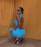 Romildi Vestidos De Verano Summer Blue Evening Maxi Long Dress Turtleneck Bodycon Outfits Woman Backless Party Clubwear