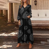 Romildi Bohemian Shirt Dress Women's Maxi Sundress  Spring Elegant Casual V Neck Ruflle Vestido Female Long Sleeve Tunic Robe