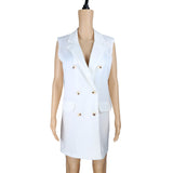 Autumn New Women Blazer White Suit Formal Vest Double Breasted Thin Jacket Female Temperament Commuter Vest Blazer Jacket