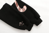 Romildi Harajuku Kawaii Women Cute Hoodie Black Pink Long Sleeve Graphic Cat Ear Funny Teen Girls Pullover Vintage Sweatshirt