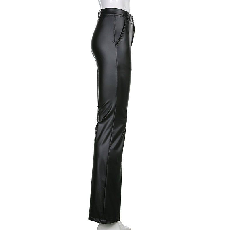 Romildi Elegant Black Faux Leather Pants Women High Waist Skinny Trousers Ladies Casual Fashion Pants Capris Autumn Vintage Streetwear