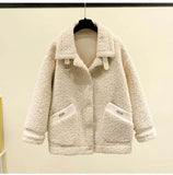Fashion Lamb Plush Fur Coat Casual Jackets Womens  New Autumn Winter Korean Style Short Polar Fleece Outerwear Jackets Women