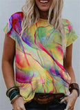 Fashion 3D Gradient Print Women T-Shirts Short Sleeve Summer Casual Tops Street Sport Loose Tee Lady O-Neck Tie-dye T-Shirt Top