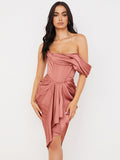 Romildi Women Dresses Summer Pink Party Dress House of Cb Dress Satin Bodyocn Dress Draped Sexy Celebrity Evening Club Dress