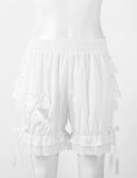 Romildi New Womens Vintage Victorian Pumpkin Shorts Gothic Pantaloons Costume Elastic Waist Layered Ruffle Lace Trim Loose Bloomers Shorts