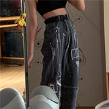 Cool Women Loose Vintage Female Pants Fashion Femme Harajuku Baggy Jeans Female Pants Casual Funny Gothic Pants Summer Jeans