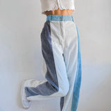 Romildi  Spring Women Pants Fashion Contrast Color Corduroy Long Straight Trousers Streetwear Y2K Ladies Bottoms